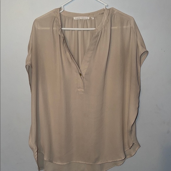 Violet & Claire Tops - Violet & Claire Women's Taupe Blouse